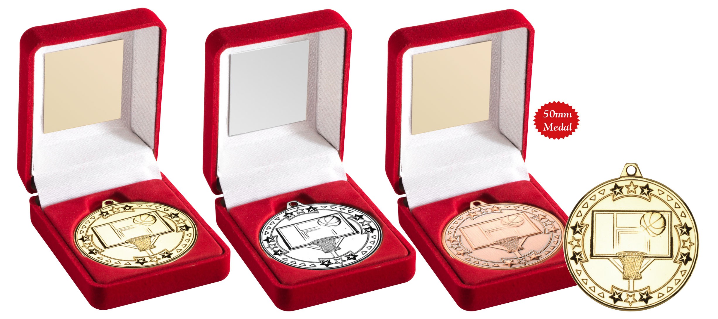 Red Velvet Box And 50mm Medal Basketball