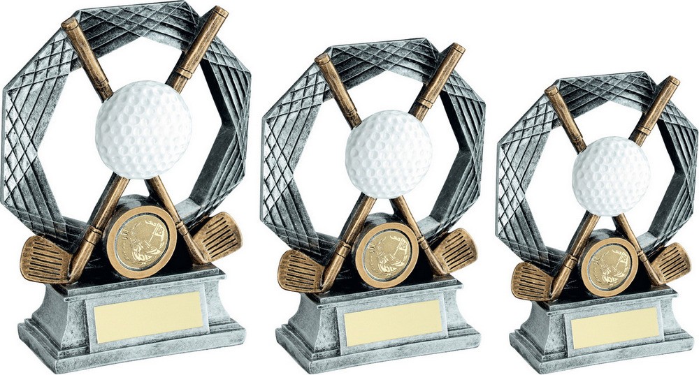 Silver/Gold Golf Clubs And Ball Resin Award