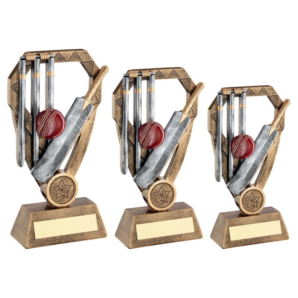 Cricket Bat, Ball And Stump Resin Award