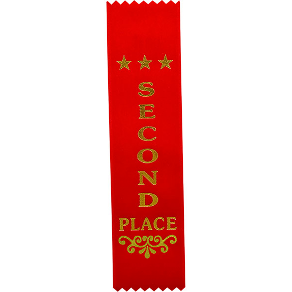 Recognition 2nd Place Ribbon Bookmark Red